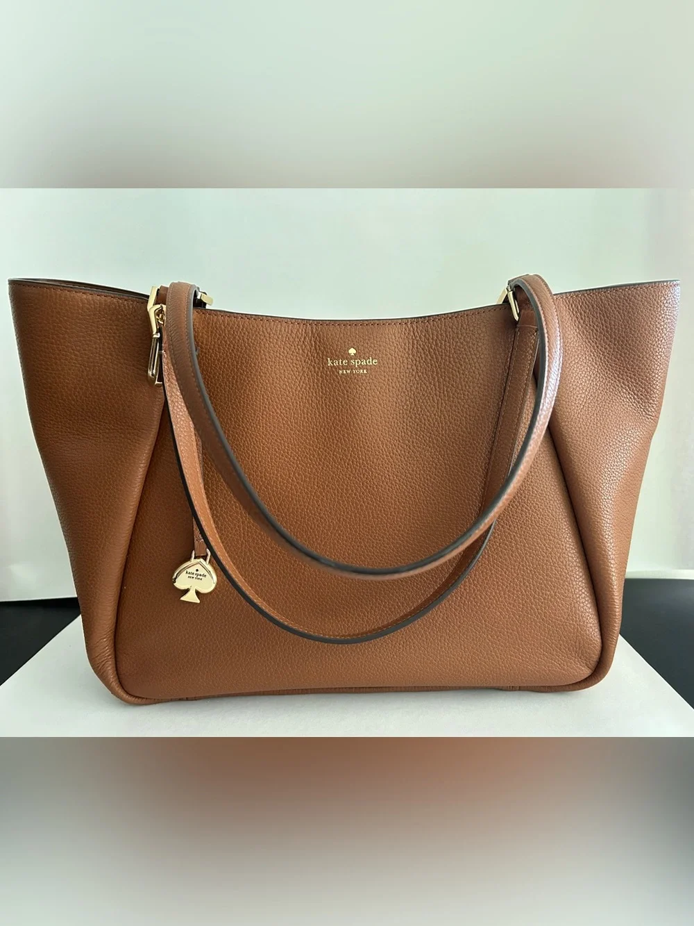 kate spade Brown Pebbled Leather Tote with Gold Hardware